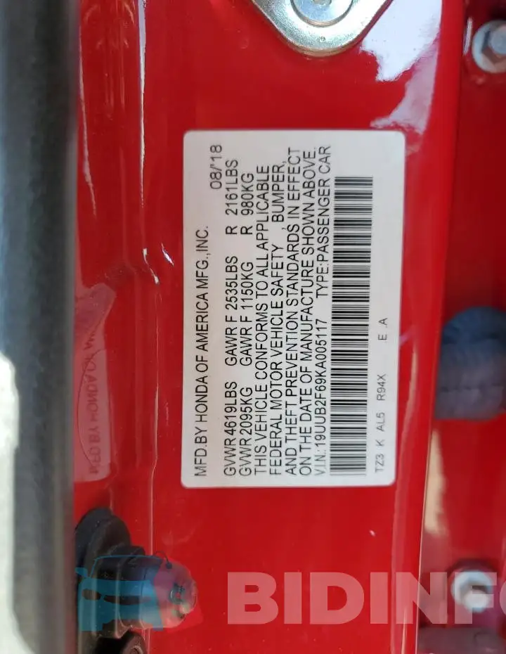 19UUB2F69KA005117 Photo# 13