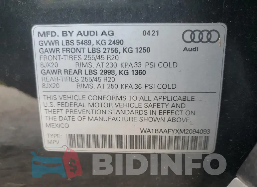 WA1BAAFYXM2094093 Photo# 14