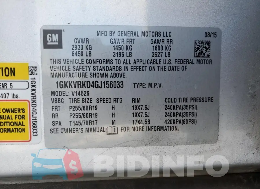 1GKKVRKD4GJ156033 Photo# 13