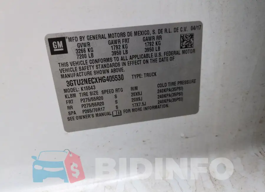 3GTU2NECXHG405530 Photo# 13