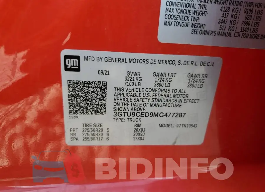 3GTU9CED9MG477287 Photo# 12