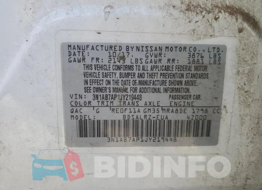 3N1AB7AP1JY219448 Photo# 13