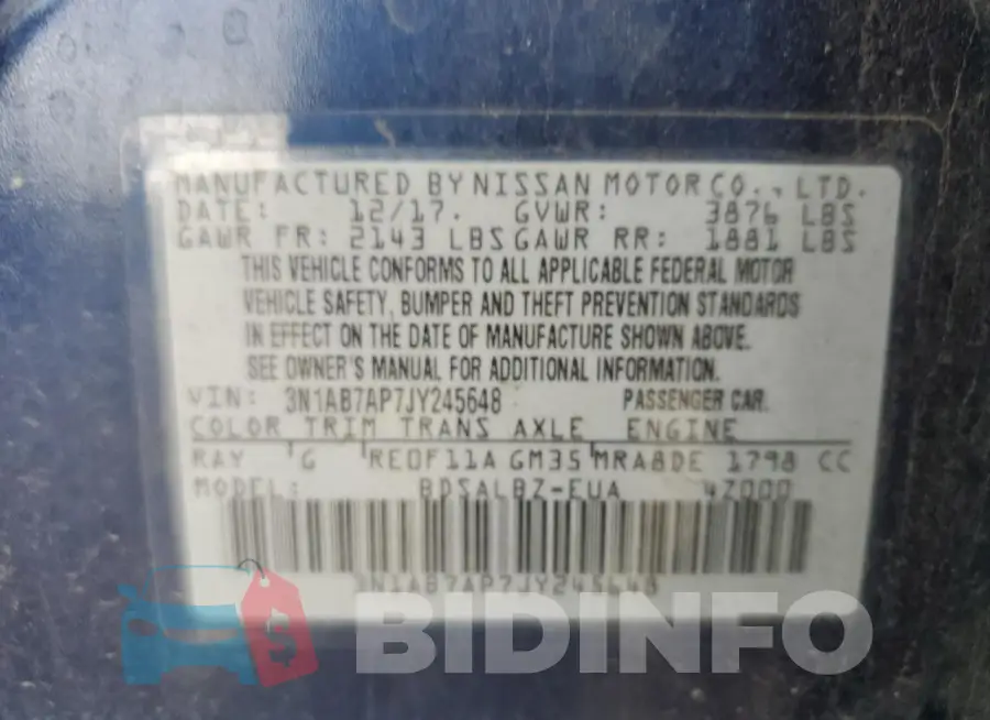 3N1AB7AP7JY245648 Photo# 12