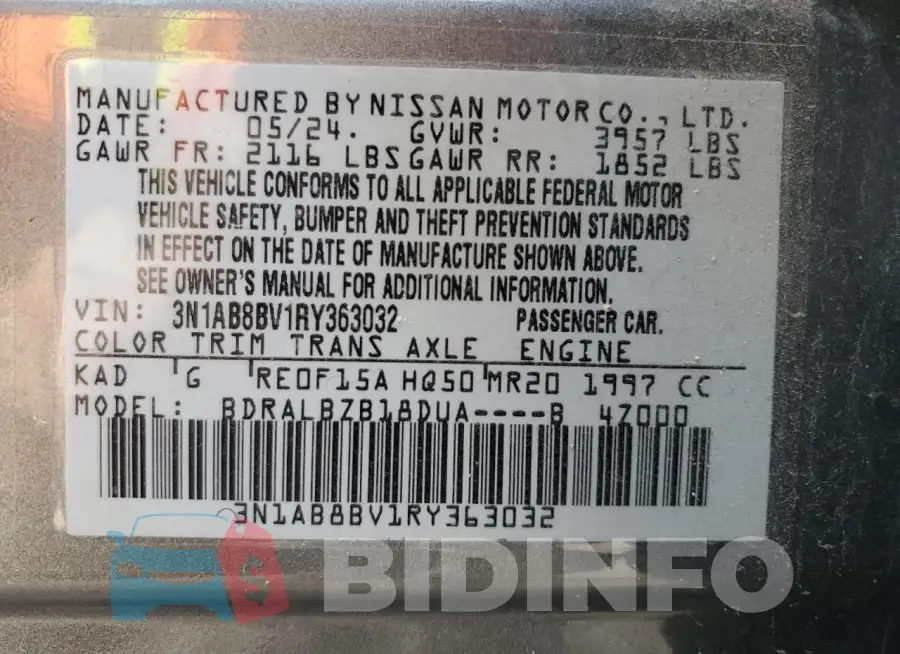 3N1AB8BV1RY363032 Photo# 12