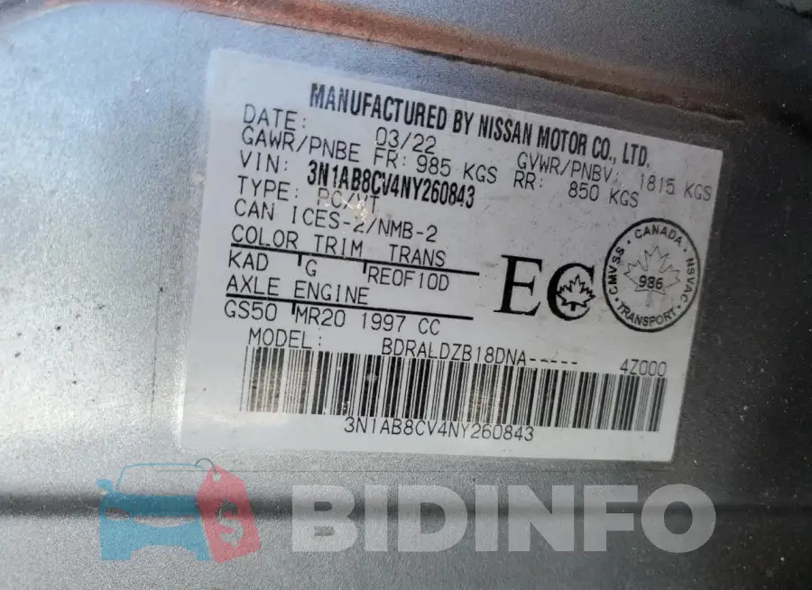 3N1AB8CV4NY260843 Photo# 12
