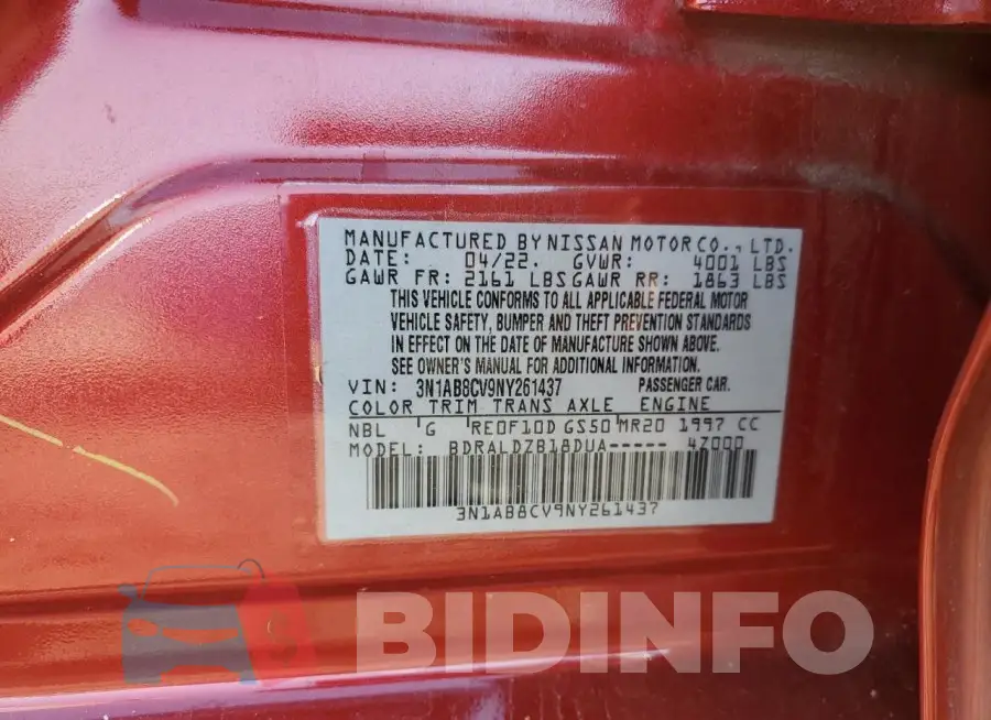 3N1AB8CV9NY261437 Photo# 13