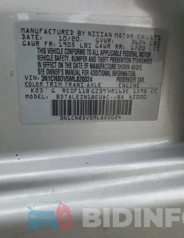3N1CN8DV5ML820024 Photo# 12