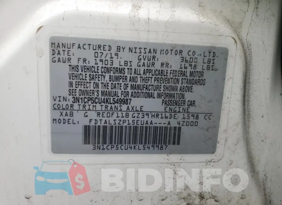 3N1CP5CU4KL549987 Photo# 13