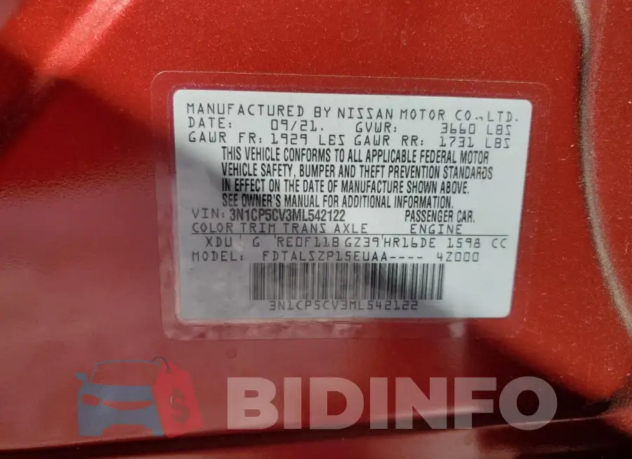 3N1CP5CV3ML542122 Photo# 14