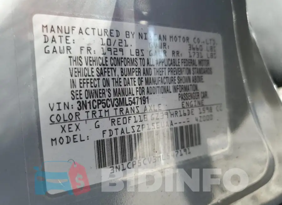 3N1CP5CV3ML547191 Photo# 13