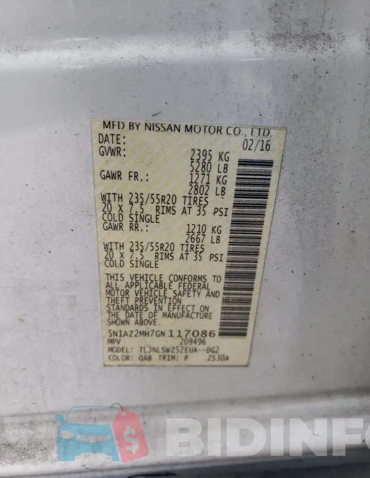 5N1AZ2MH7GN117086 Photo# 13