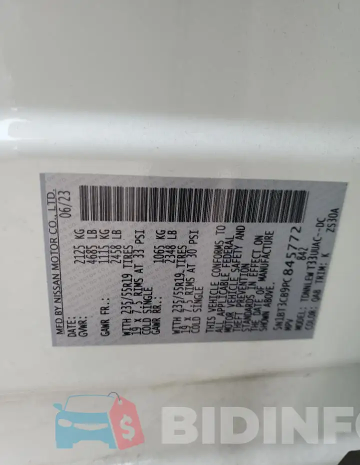 5N1BT3CB9PC845772 Photo# 13