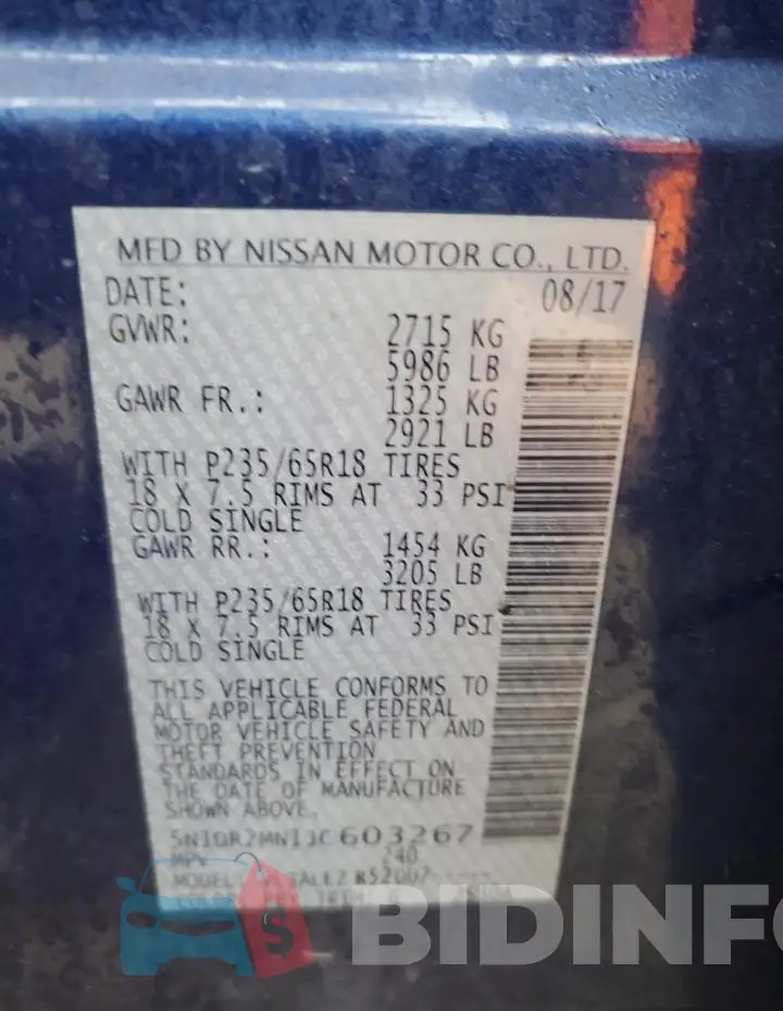 5N1DR2MN1JC603267 Photo# 13