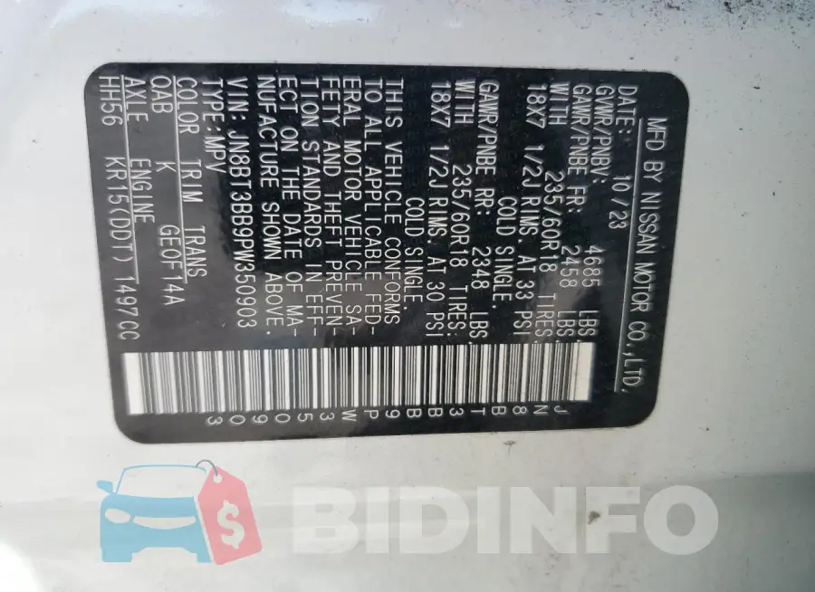 JN8BT3BB9PW350903 Photo# 14
