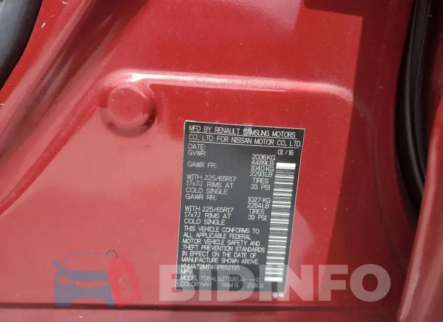 KNMAT2MT4GP652195 Photo# 14