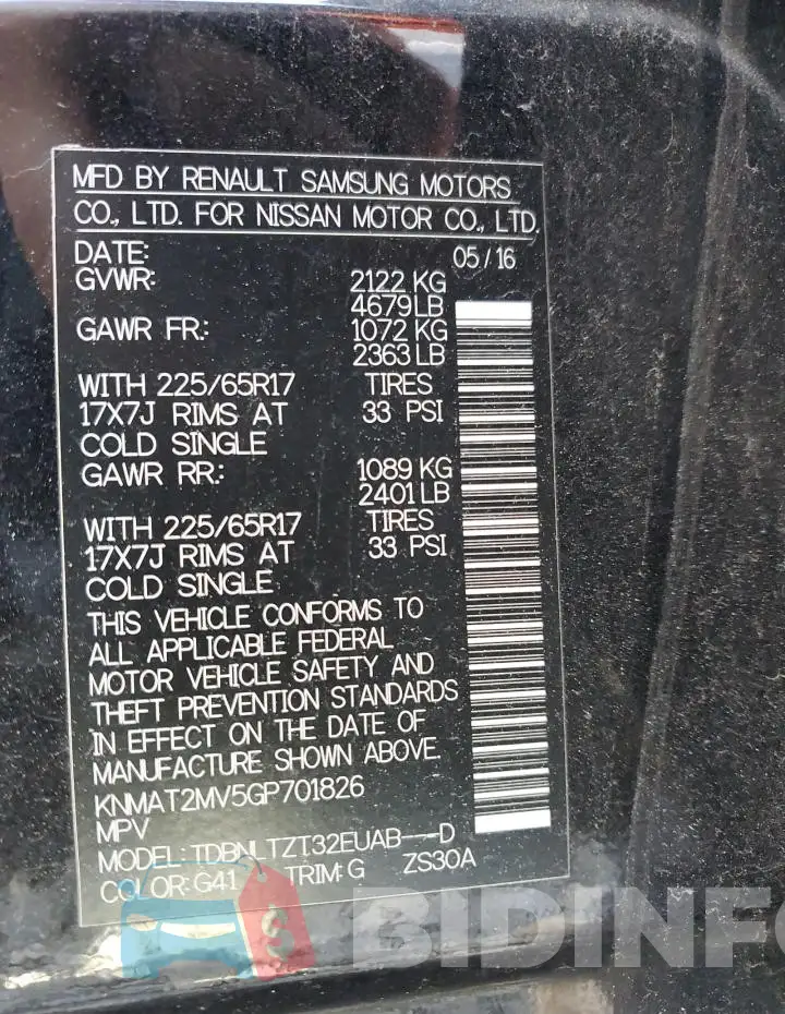 KNMAT2MV5GP701826 Photo# 13