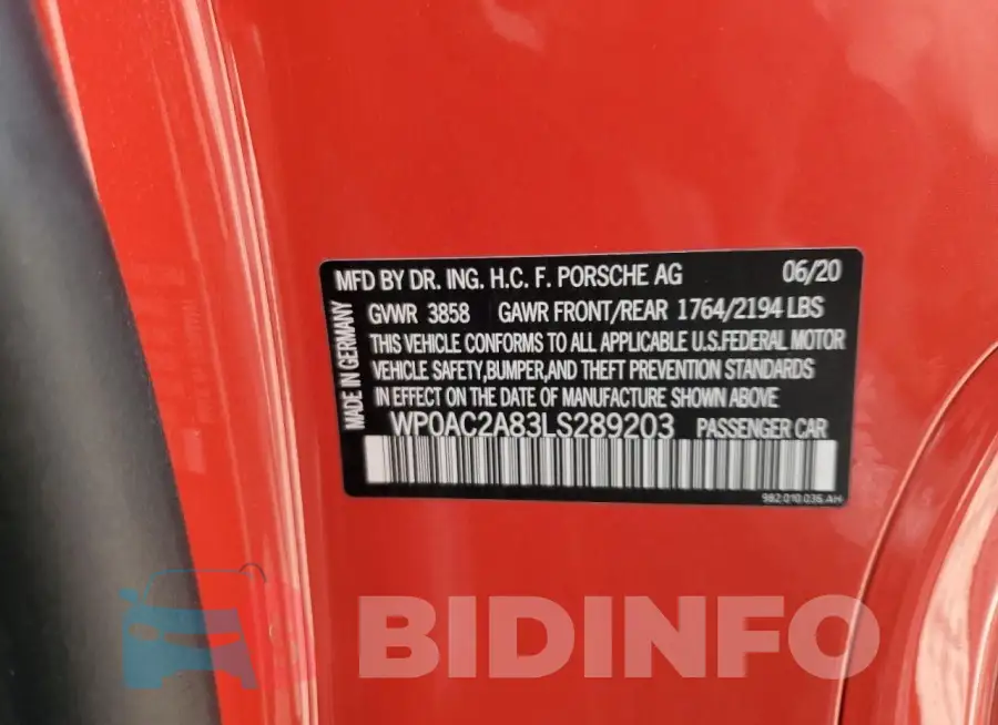 WP0AC2A83LS289203 Photo# 12