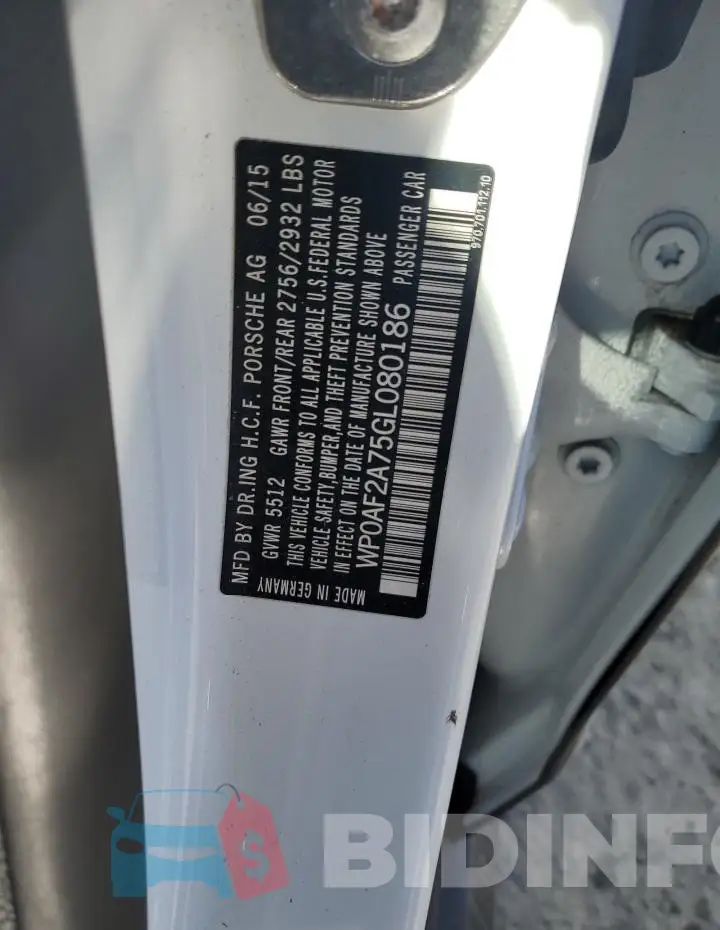 WP0AF2A75GL080186 Photo# 12