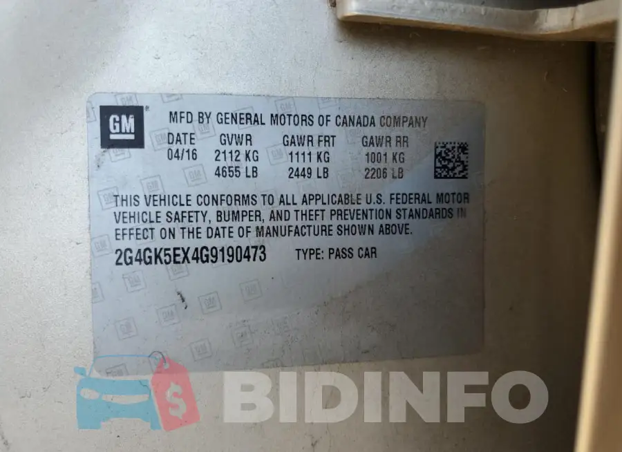 2G4GK5EX4G9190473 Photo# 13