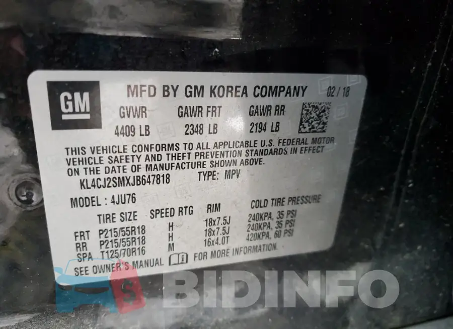 KL4CJ2SMXJB647818 Photo# 13