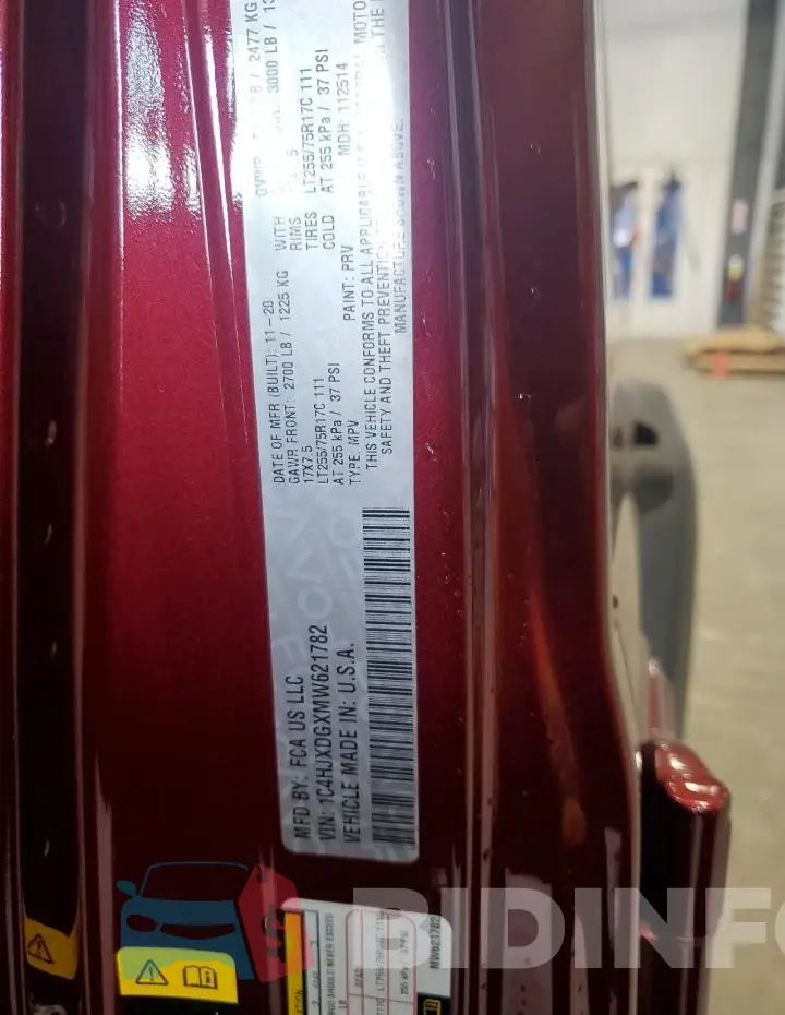 1C4HJXDGXMW621782 Photo# 12