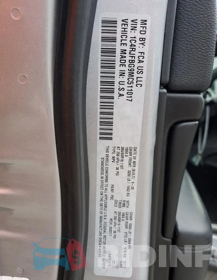 1C4RJFBG9MC511017 Photo# 13