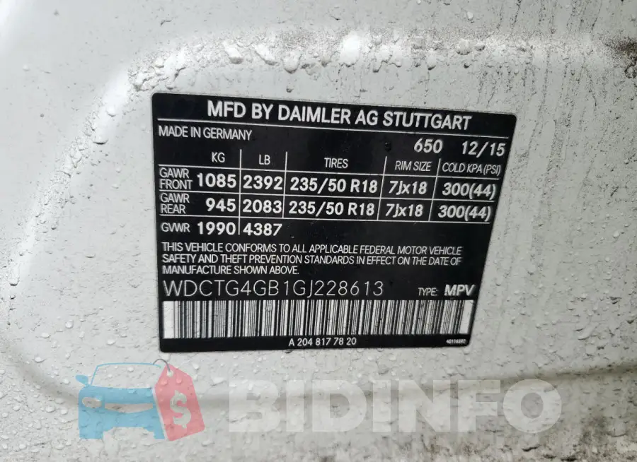 WDCTG4GB1GJ228613 Photo# 13