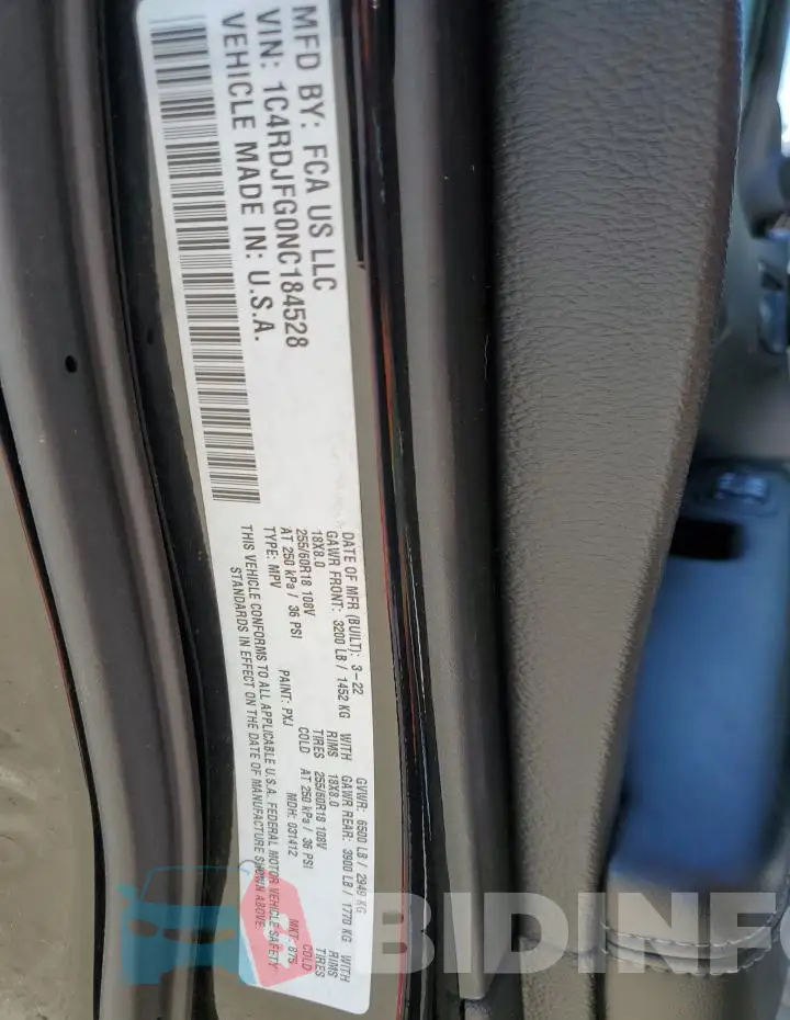 1C4RDJFG0NC184528 Photo# 13