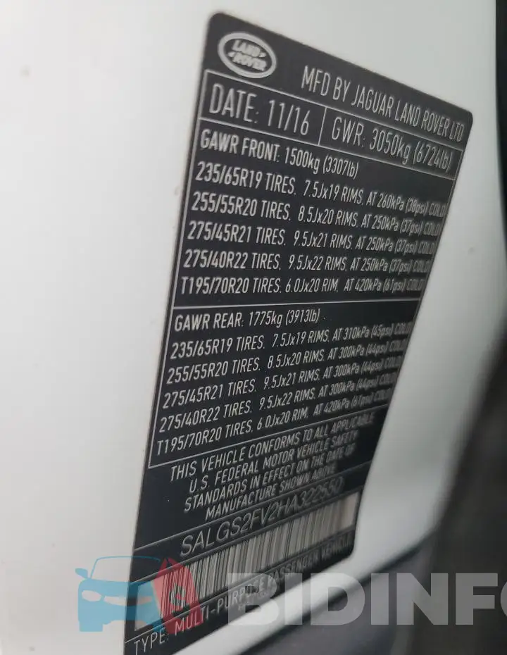 SALGS2FV2HA322550 Photo# 12