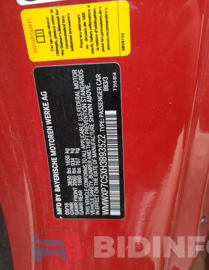 WMWXP7C5XH3B93522 Photo# 13