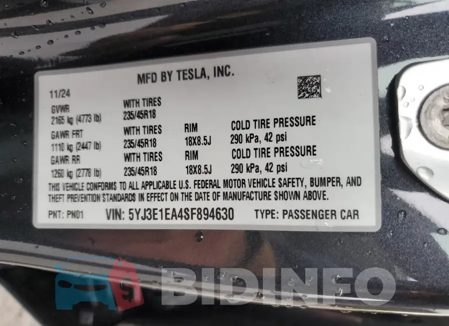 5YJ3E1EA4SF894630 Photo# 13