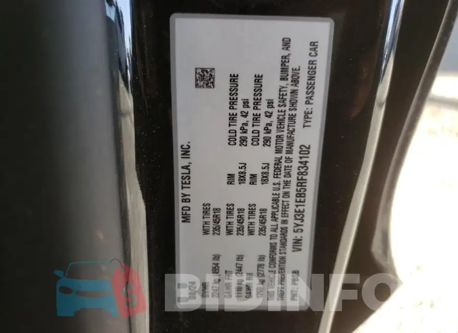 5YJ3E1EB5RF834102 Photo# 12