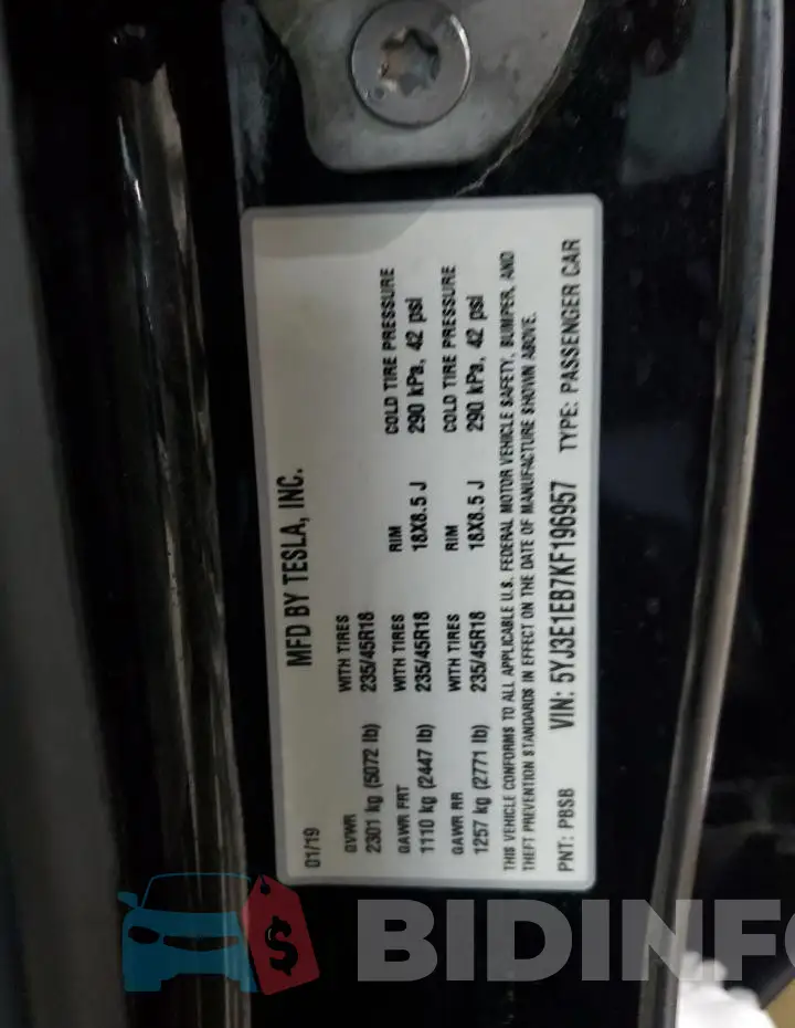 5YJ3E1EB7KF196957 Photo# 12