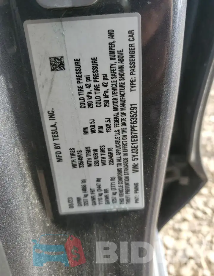 5YJ3E1EB7PF635291 Photo# 12