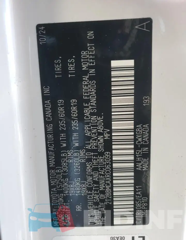 2T2BBMCAXRC063099 Photo# 13