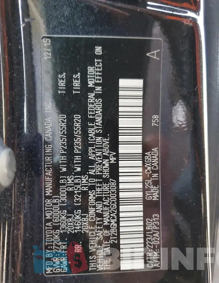 2T2BGMCA2GC003087 Photo# 12