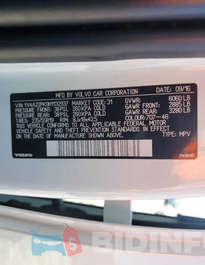 YV4A22PK9H1132937 Photo# 13