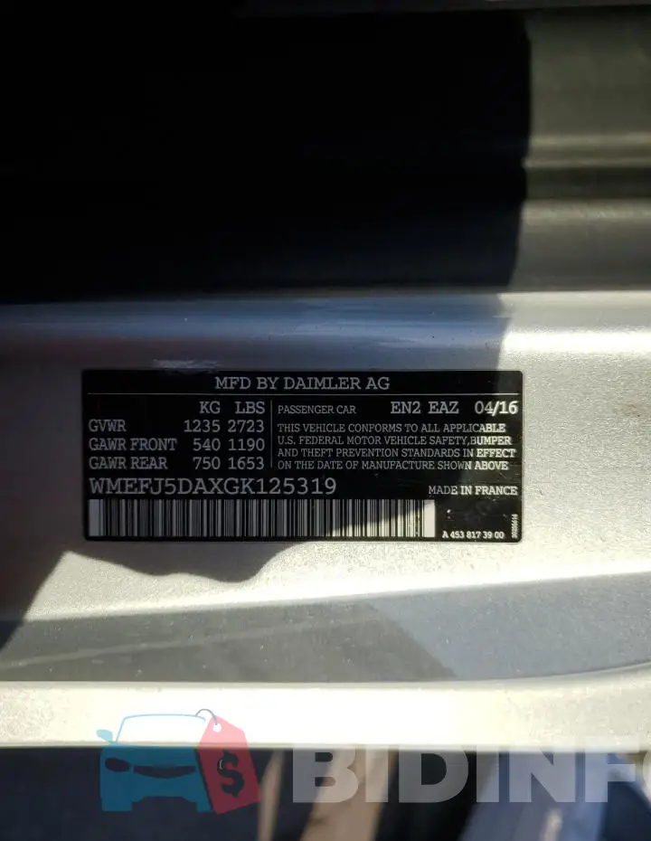 WMEFJ5DAXGK125319 Photo# 12