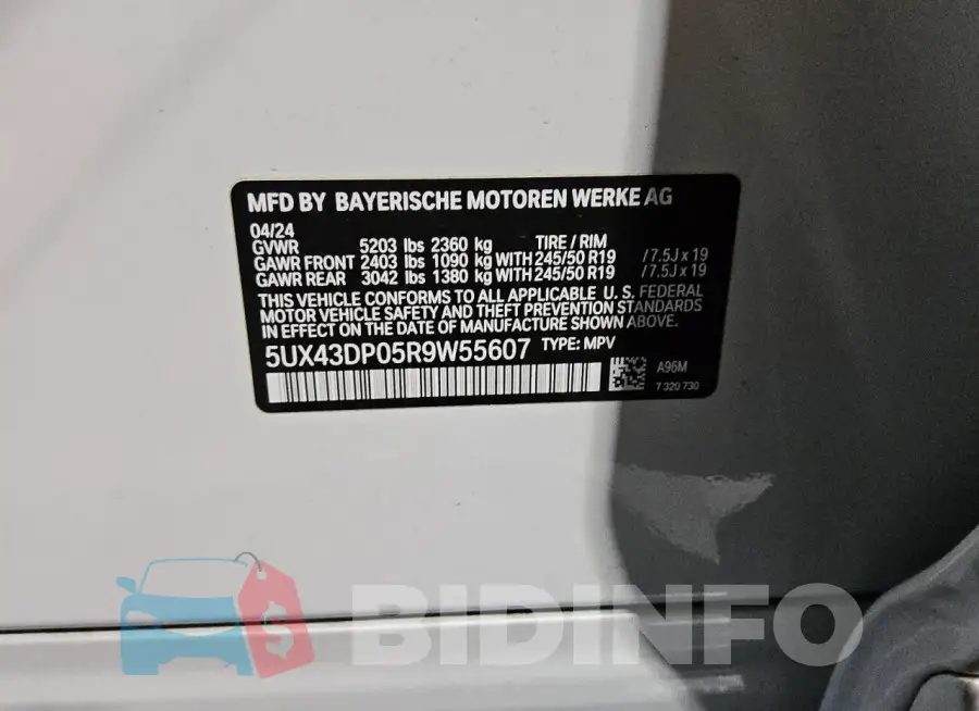 5UX43DP05R9W55607 Photo# 13