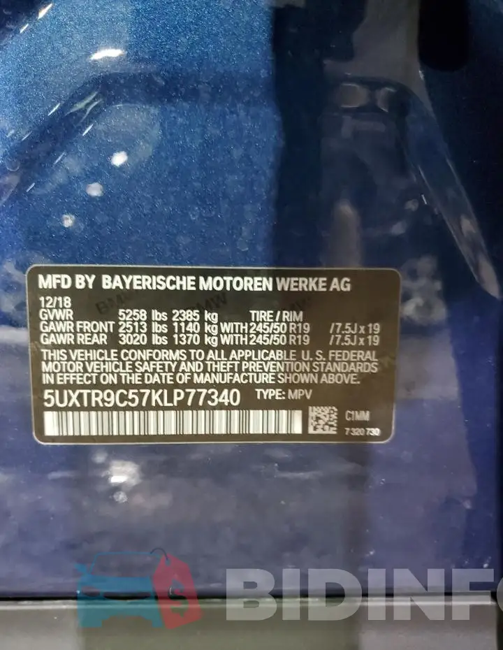 5UXTR9C57KLP77340 Photo# 14