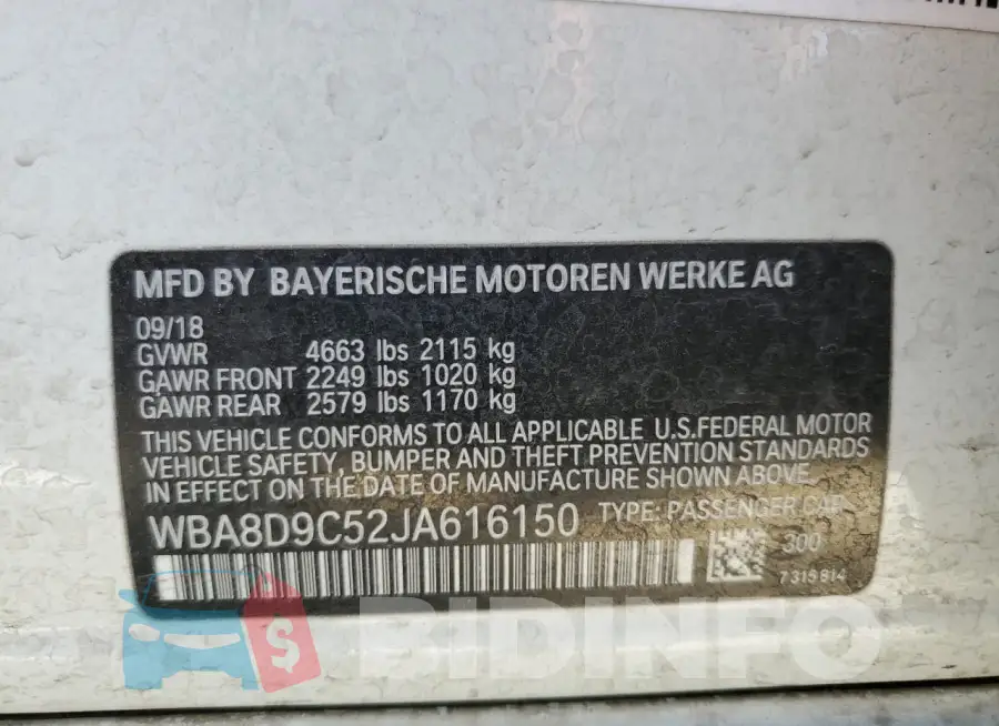 WBA8D9C52JA616150 Photo# 12