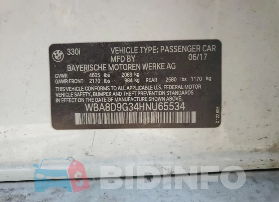 WBA8D9G34HNU65534 Photo# 12