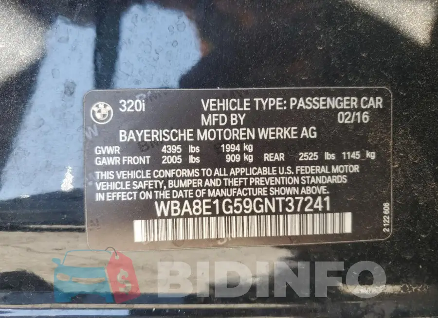 WBA8E1G59GNT37241 Photo# 12