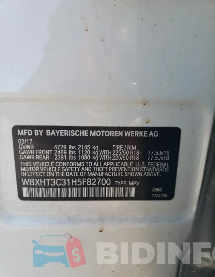 WBXHT3C31H5F82700 Photo# 13