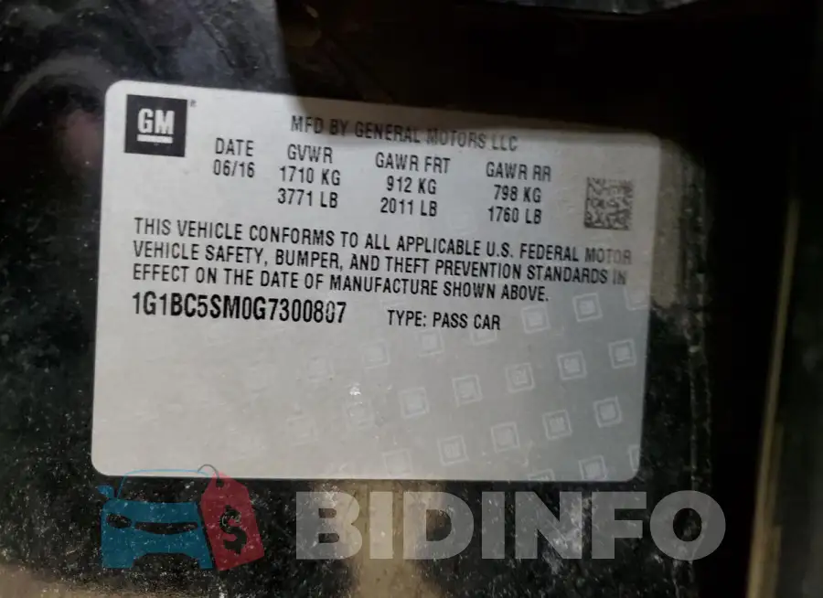 1G1BC5SM0G7300807 Photo# 12