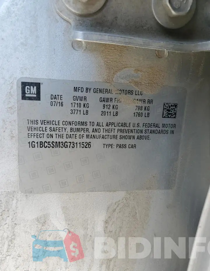 1G1BC5SM3G7311526 Photo# 12
