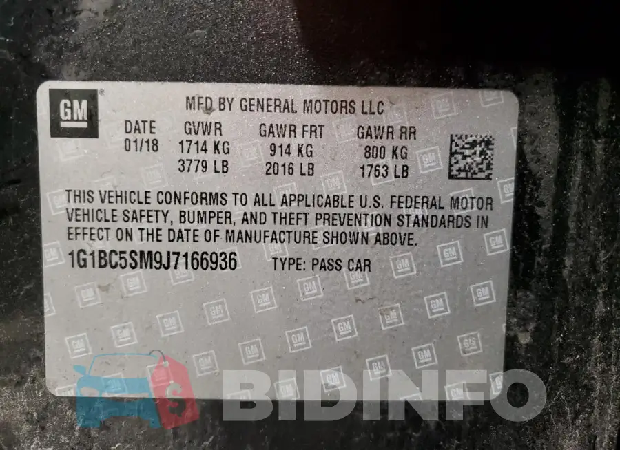 1G1BC5SM9J7166936 Photo# 13