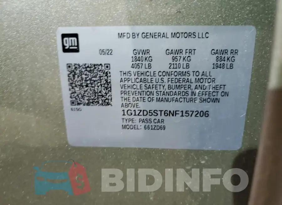 1G1ZD5ST6NF157206 Photo# 13