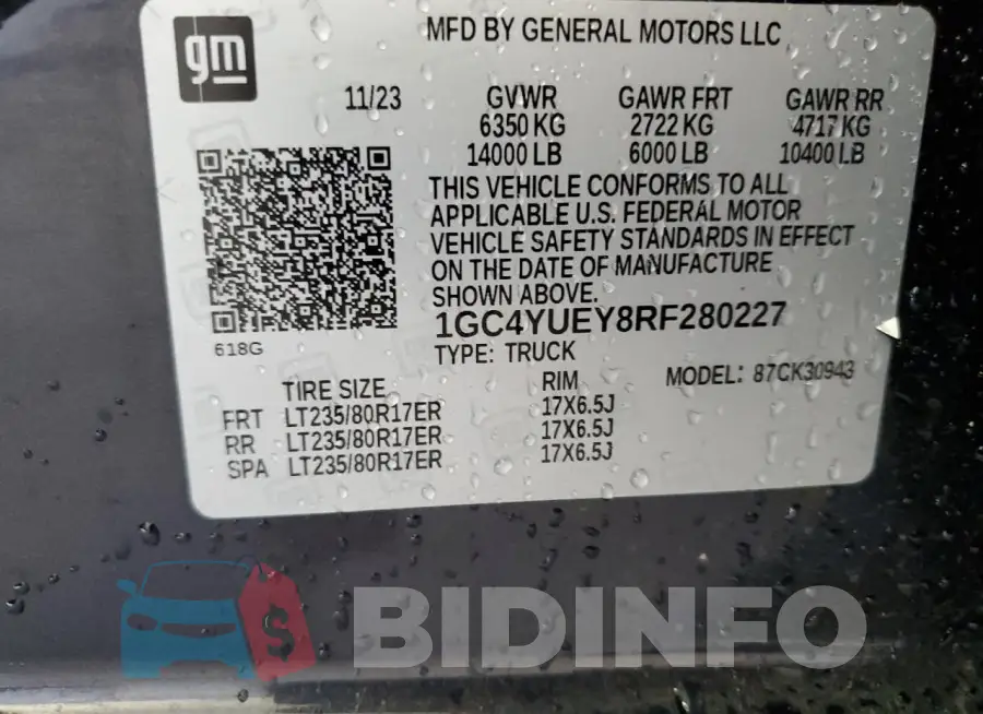 1GC4YUEY8RF280227 Photo# 13