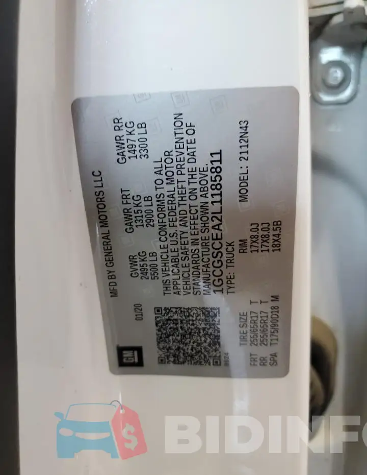 1GCGSCEA2L1185811 Photo# 12